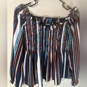 Carmin Top Multi Color Stripes Medium Off the Shoulder